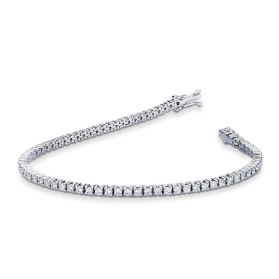 Wire tennis bracelet in white gold 18k with diamonds