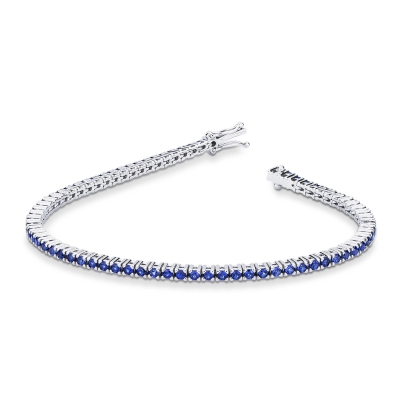 Tennis bracelet in white gold 18k with blue sapphires