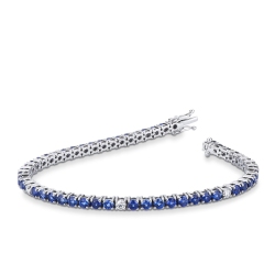 750 white gold tennis bracelet with diamonds and blue sapphires