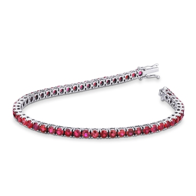 Tennis bracelet in white gold 18k with rubies