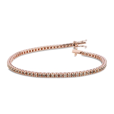 18k rose gold tennis bracelet with brown diamonds