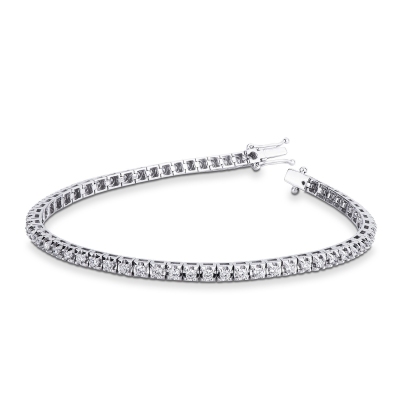Tennis bracelet in white gold 18k with diamonds, about 3 mm wide