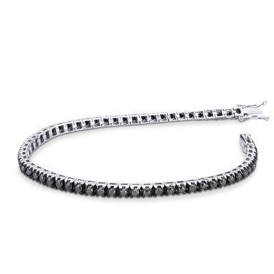 Tennis bracelet with black diamonds white gold 18k