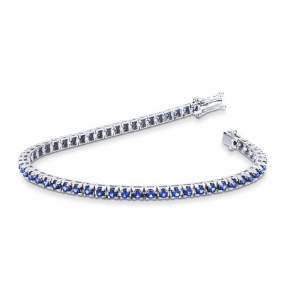 18k white gold tennis bracelet with blue sapphires