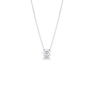 full bezel 18k white gold necklace with diamond