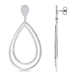 18k white gold drop earrings with with diamonds