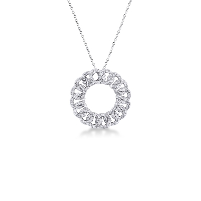Necklace in white gold 750 with pendant in diamonds