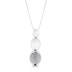 Necklace in white gold 18k with oval pendant in diamonds