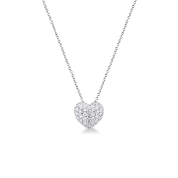 18k white gold heart pavè diamonds necklace