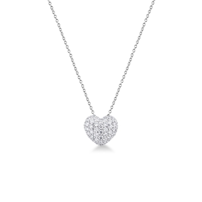 18k white gold heart pavè diamonds necklace