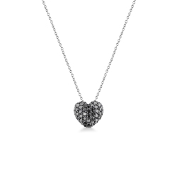 750 white gold necklace with heart pavè black diamonds pendant
