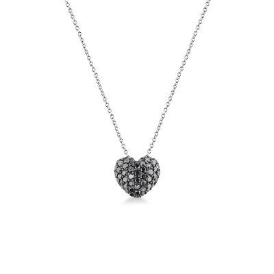 750 white gold necklace with heart pavè black diamonds pendant