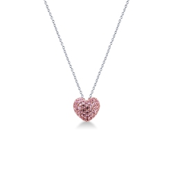 18k white gold necklace with heart pavè pink sapphires pendant