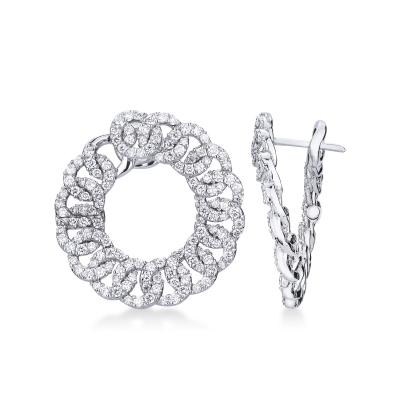 18k white gold hoops earrings with diamonds