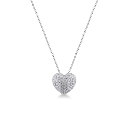 Heart diamonds pavè necklace in white gold 18k