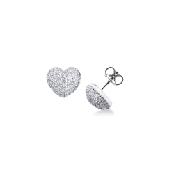 18k white gold pavè heart earrings with diamonds