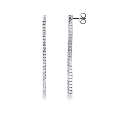 Drop tennis earrings with diamonds, 18k white gold
