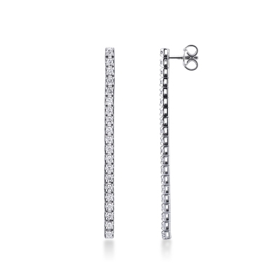 18k white gold bar stud earrings with diamonds