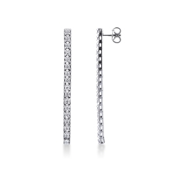 Diamond bar stud earrings in 18k white gold