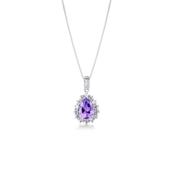 Necklace in white gold 18k with amethyst and diamonds