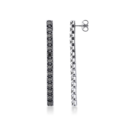 Black diamonds tennis earrings in white gold 18k burnished tips