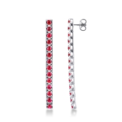 18k white gold drop tennis earrings with rubies