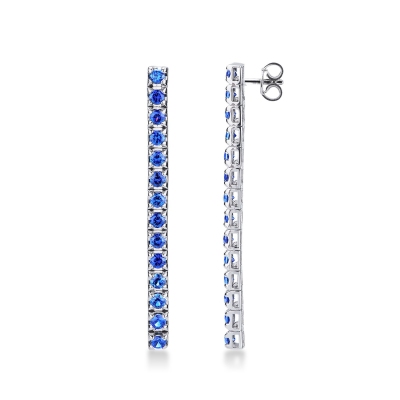 18k white gold drop tennis earrings with sapphires
