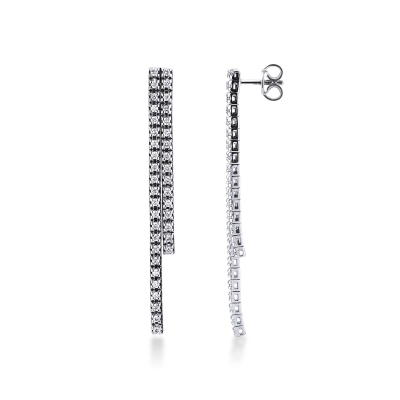 18k white gold drop tennis bracelet with two rows of diamonds