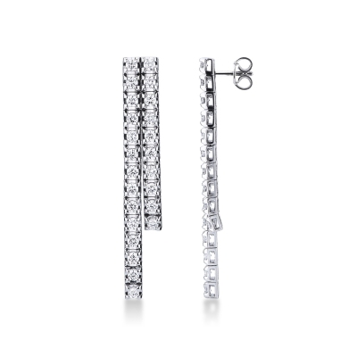 18k white gold double drop tennis earrings with diamonds