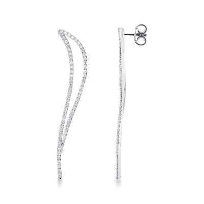 18k white gold drop diamonds earrings
