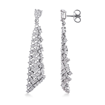 Drop earrings in white gold 18k with diamonds