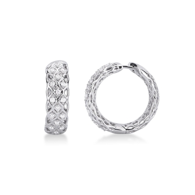 Diamond Hoop Earrings 750 White Gold