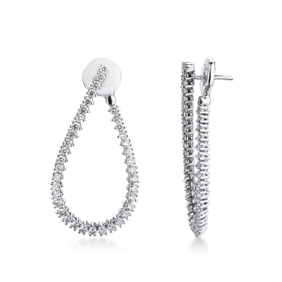 18k white gold drop earrings diamonds
