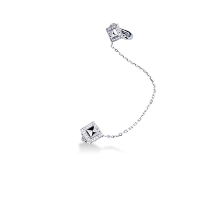 18k white gold bajoran single earring with diamonds