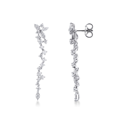 18k white gold drop earrings with diamonds 