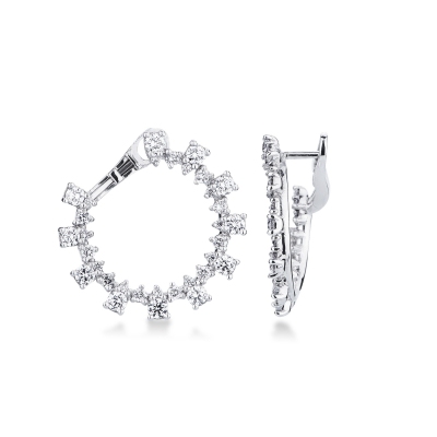 Diamond hoop earrings in white gold 18k