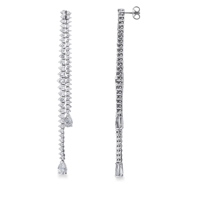 750 white gold drop earrings with diamonds