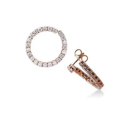 18k rose gold hoop earrings with diamonds
