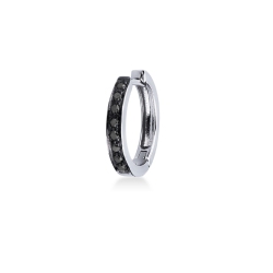 Hoop single earring with black diamonds