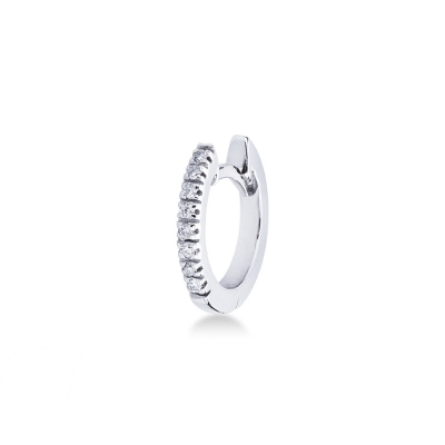 Single hoop earring with diamonds in 18kt white gold