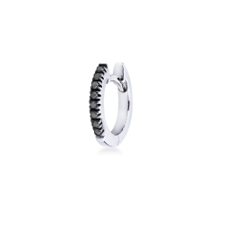 18k white gold single hoop earring black diamonds