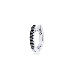 18k white gold single hoop earring with black diamonds