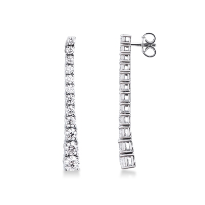 Diamond tennis earrings in white gold 18k