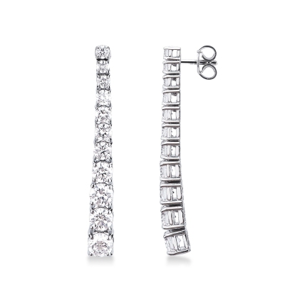 750 white gold graduated tennis earrings with diamonds