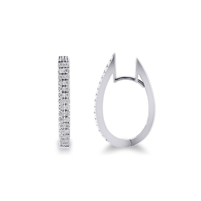 18k white gold oval double diamonds rows earrings 