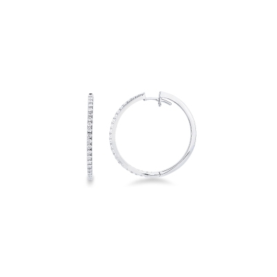 White gold 18k hoop earrings with diamonds 