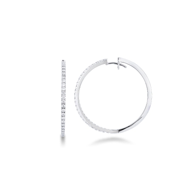 18k white gold hoop earrings with diamonds, 1,05 ct 