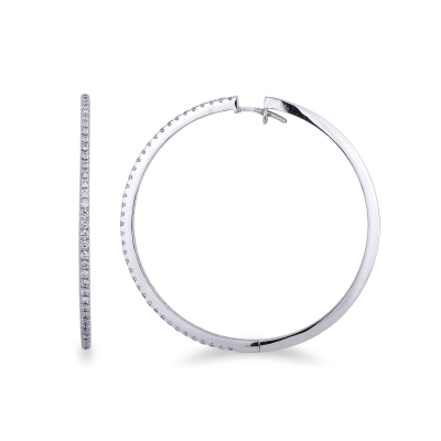 Big hoop earrings in white gold 18k with diamonds 