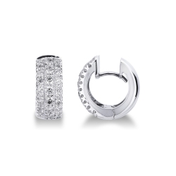 18k white gold hoop earrings with diamonds, 1,55 ct