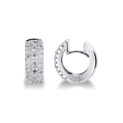 18k white gold hoop earrings with diamonds, 1,55 ct 